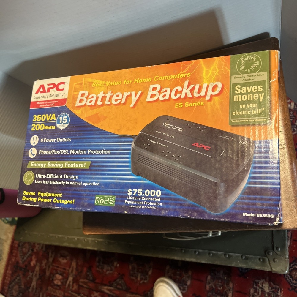APC Back-UPS 350VA 200W Battery Backup Surge Protector BE350G Black